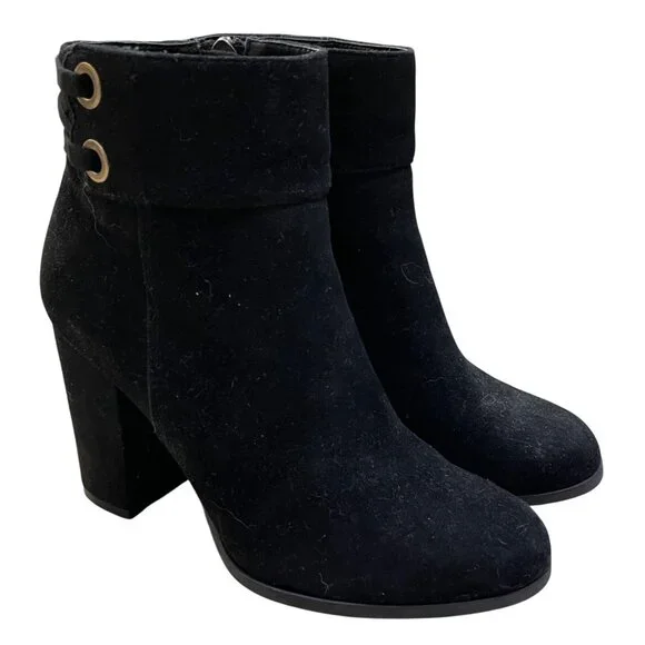 Michael Shannon Suede Bootie Black 7.5 Size Zip Ankle Leather Upper - Picture 3 of 10